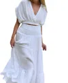 Felicite Gauze Smocked Maxi Skirt In White In White