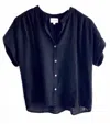 Felicite Short Sleeve Gauze Top In Navy