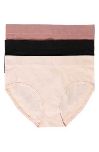Felina 3-pack Seamless Briefs In Spanish Villa/black/burlwood