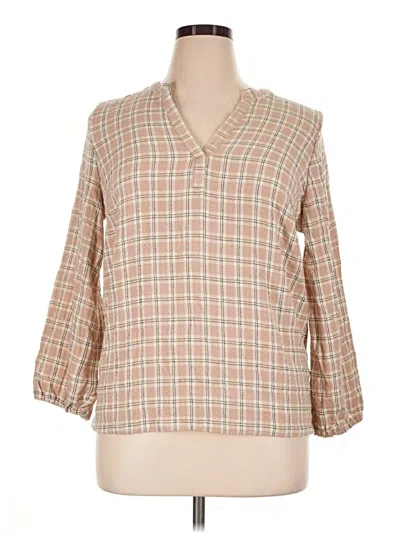 Pre-owned Felina 3/4 Sleeve Blouse In Tan
