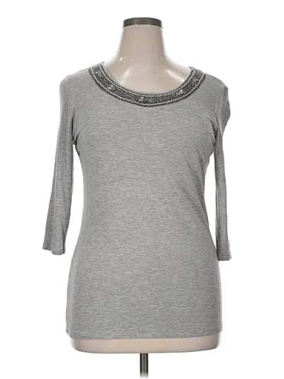 Pre-owned Felina 3/4 Sleeve T-shirt In Gray