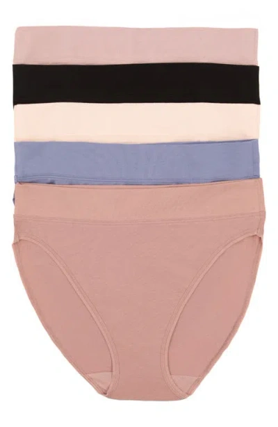 FELINA FELINA 5-PACK STRETCH COTTON HIGH CUT BRIEFS