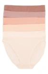 Felina 5-pack Stretch Cotton High Cut Briefs In Sun Kissed