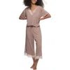 Felina Amelie Crop Pajamas In Pink