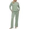 Felina Women's Aria Long Sleeve Crewneck And Pant Lounge Set In Iceberg Green