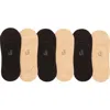 Felina Assorted 6-pack Liner Socks In Black/nude