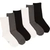 Felina Assorted 6-pack Soft Crew Socks In Black/grey/white