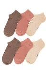 Felina Assorted 6-pack Textured Mesh No Show Socks In Beige Multi