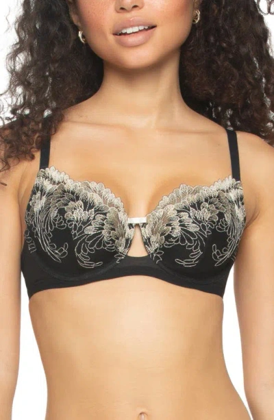 Felina Aura Underwire Contour Demi Bra In Black Champagne