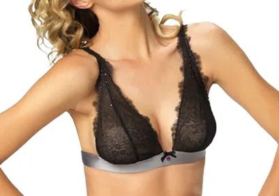 Felina Bow Satine Triangle Bra In Lilac Frost In Black