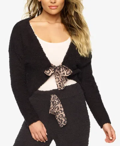Felina Denali Lounge Tie Front Cardigan In Black