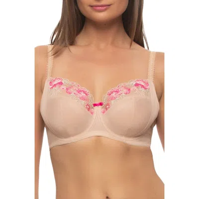 Felina Fleurs Unlined Underwire Bra In Warm Neutral Rouge