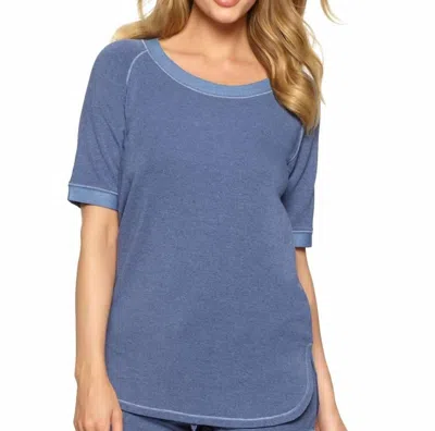 Felina Jamie Loungewear Scoop Neck Raglan Sleeve Top In Blue Print In Multi