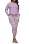 Felina Jolie Thermal Knit Hoodie Pajamas In Orchid Mist