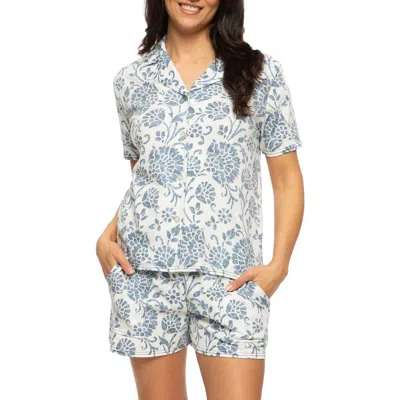 Felina Josephine Crinkled Jersey Short Pajamas In White