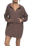 Felina Kimora Long Sleeve Sweatshirt Lounge Dress In Brown