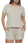 Felina Women's Lauren Linen Jersey Pullover Top And Shorts Sleepwear In Pumice Stone