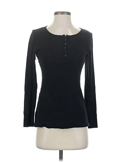 Pre-owned Felina Long Sleeve Henley Shirt In Black