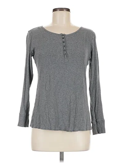Pre-owned Felina Long Sleeve Henley Shirt In Gray