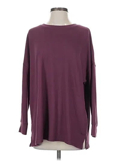 Pre-owned Felina Long Sleeve Top Burgundy Crew Neck Tops