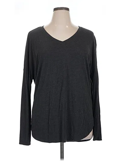 Pre-owned Felina Long Sleeve Top Gray V Neck Tops