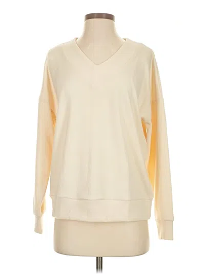 Pre-owned Felina Long Sleeve Top Ivory V-neck Tops