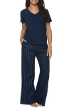 Felina Mirielle Pajamas In Peacoat With Ivory Pinstripe