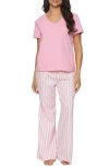 Felina Mirielle Pajamas In Sea Pink Stripe