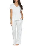 Felina Mirielle Pajamas In White Gray Pinstripe