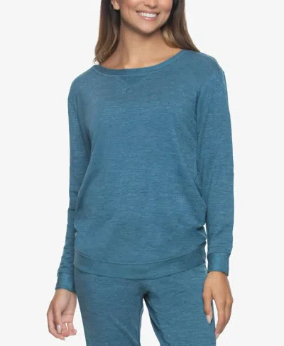 Felina Ribbed Taylor Boyfriend Sleep Sweatshirt In Gray/blue Heather