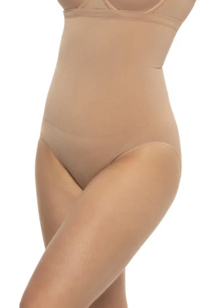 Felina Sculpting High Waist Shaper Briefs In Brown