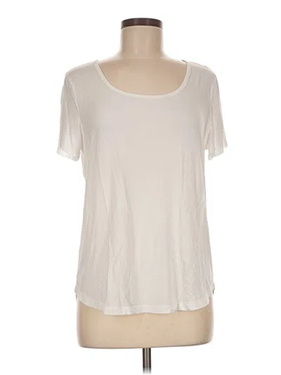 Pre-owned Felina Short Sleeve Top Ivory Scoop Neck Tops