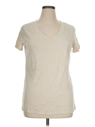 Pre-owned Felina Short Sleeve Top Ivory V-neck Tops