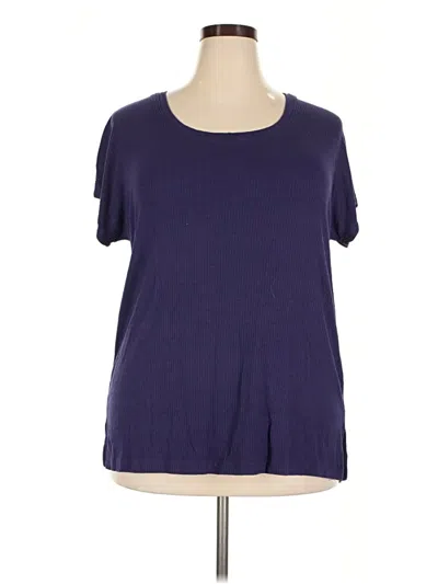 Pre-owned Felina Short Sleeve Top Purple Scoop Neck Tops