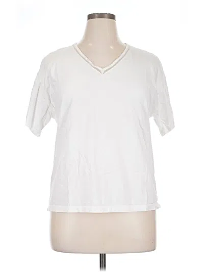 Pre-owned Felina Short Sleeve Top White V-neck Tops