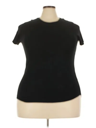 Pre-owned Felina Short Sleeve Turtleneck In Black