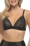 Felina Siren Shimmer Lace Bralette In Black Shimmer