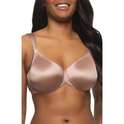 Felina Stellar Smooth Satin Unlined Underwire Bra In Rose Tan
