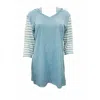 Felina Summer Vacation Tunic With Hoodie & Open Back In Blue Moon In Blue