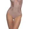 Felina Women's Uplifted Satin Mesh Body Mapped High-waist Shaper Thong In Nude