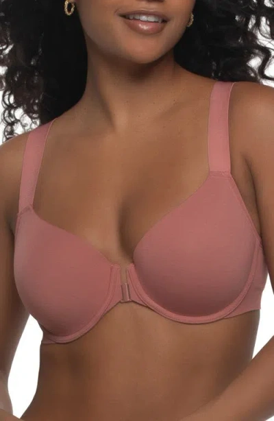 Felina Utopia Front-close Racerback Contour Bra In Withered Rose