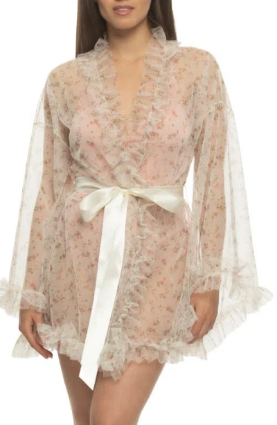 Felina Veil Luxe Lace Trim Robe In Neutral