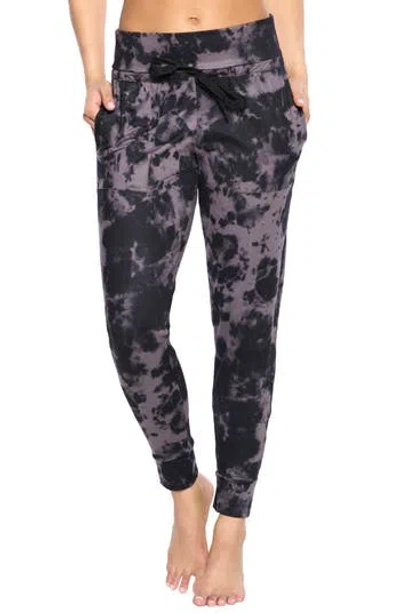 Felina Velvety Soft Joggers In Plum Kitten/black Tie Dye