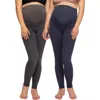 Felina Velvety Soft Maternity Leggings 2 Pack In Black