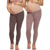 Felina Velvety Soft Maternity Leggings 2 Pack In Brown
