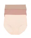 Felina Women's 3-pack Pima Cotton Control Brief Panty In Baked Clay