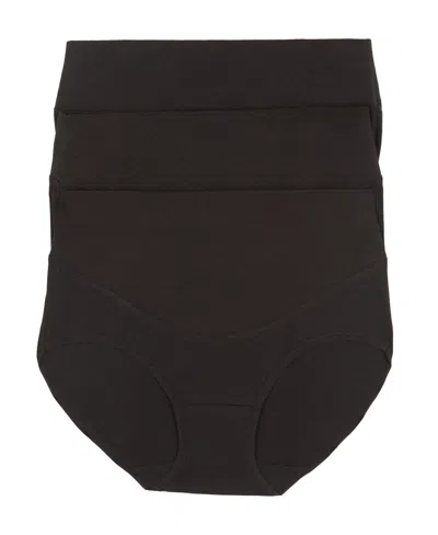 Felina Women's 3-pack Pima Cotton Control Brief Panty In Black
