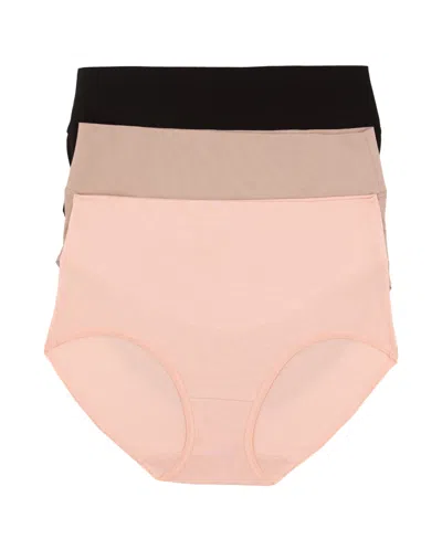 Felina Women's 3-pack Pima Cotton Control Brief Panty In Evening Sands