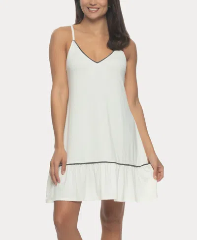 Felina Women's Allie Ruffle V-neck Chemise In Egret