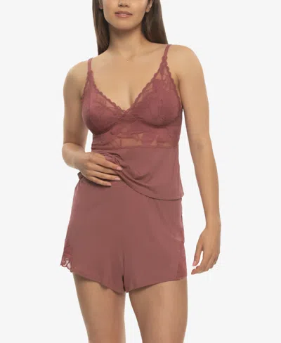 Felina Women's Annalisa Modal And Lace Shorts And Cami Pj Set Style 950236 In Brown